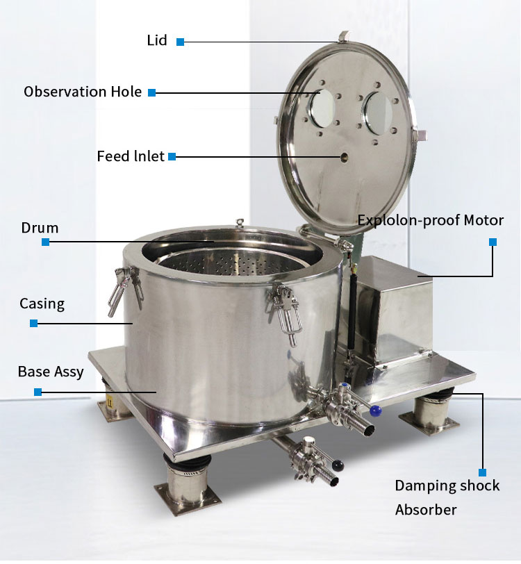 bottom discharge centrifuge components